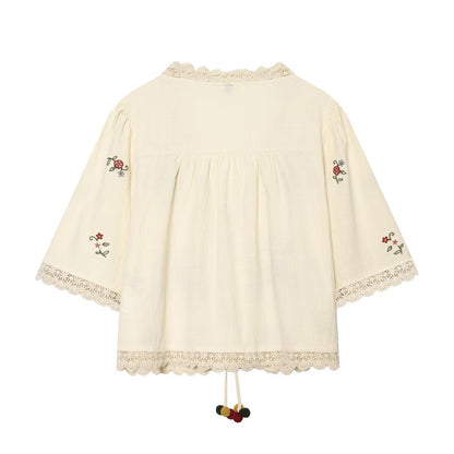 Womens Summer New Arrival Floral Embroidery Top Straight-leg Casual Shorts Set - RALO COLLECTION STUDIO