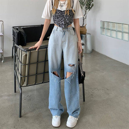 Women's Trendy Gradient High Waist Slim Ripped Jeans - RALO COLLECTION STUDIO