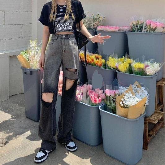 Women's Trendy Gradient High Waist Slim Ripped Jeans - RALO COLLECTION STUDIO