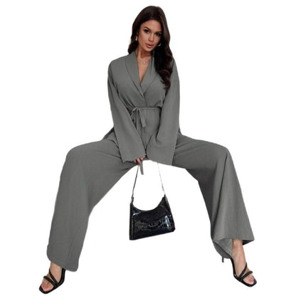 Ralo Women’s V-Neck Long-Sleeve Top & Wide-Leg Pants Set - RALO COLLECTION STUDIO
