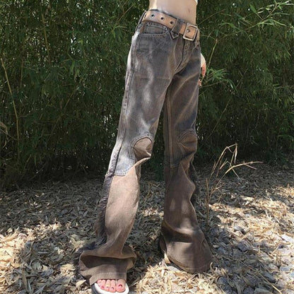 Women's Vintage Distressed Patchwork Tassel Denim Mini Slacks - RALO COLLECTION STUDIO