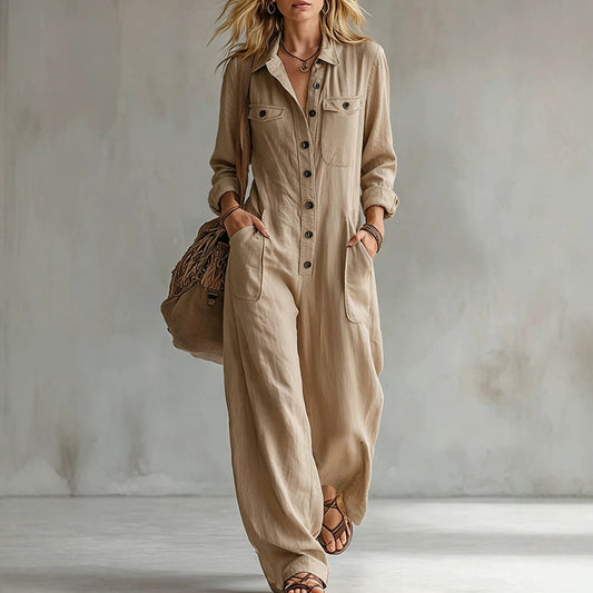 Womens Workwear Linen Casual Jumpsuit - RALO COLLECTION STUDIO