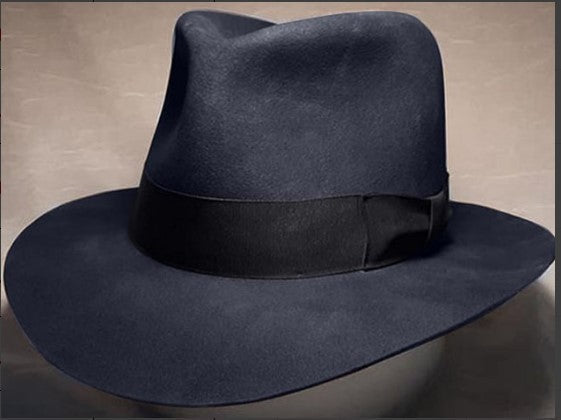 Wool Denim Hat With A Wide Brim And Bow - RALO COLLECTION STUDIO