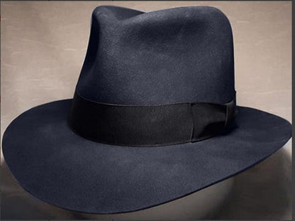 Wool Denim Hat With A Wide Brim And Bow - RALO COLLECTION STUDIO