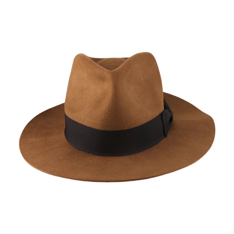 Wool Denim Hat With A Wide Brim And Bow - RALO COLLECTION STUDIO