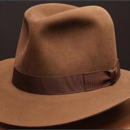 Wool Denim Hat With A Wide Brim And Bow - RALO COLLECTION STUDIO
