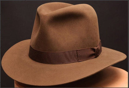 Wool Denim Hat With A Wide Brim And Bow - RALO COLLECTION STUDIO