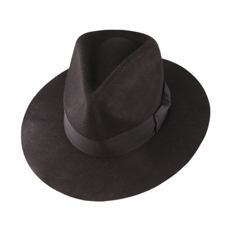 Wool Denim Hat With A Wide Brim And Bow - RALO COLLECTION STUDIO