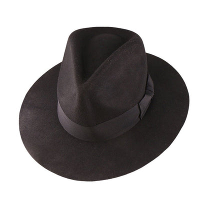 Wool Denim Hat With A Wide Brim And Bow - RALO COLLECTION STUDIO