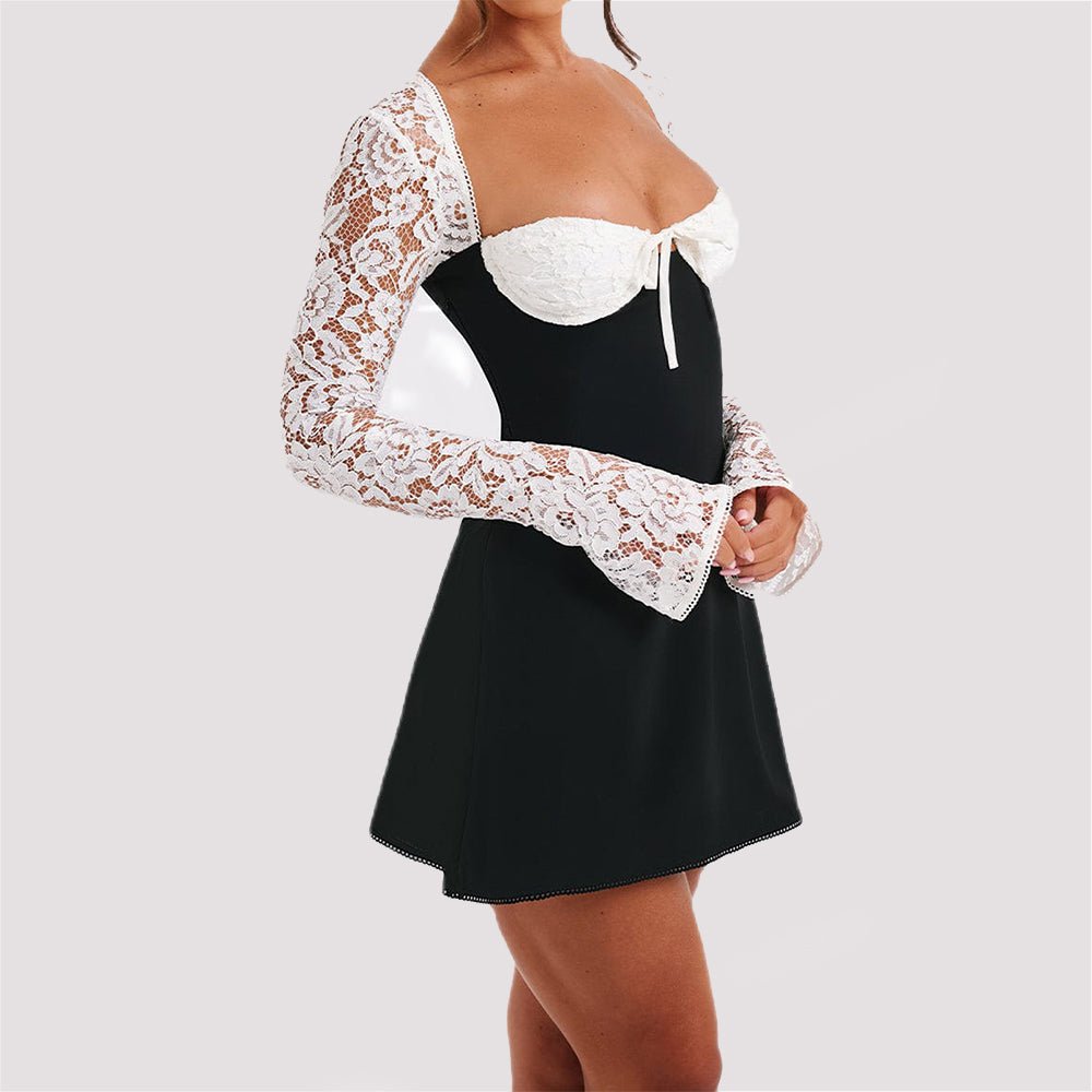 RALO Y2K Lace Long Sleeve Corset Backless Mini Dress - RALO COLLECTION STUDIO