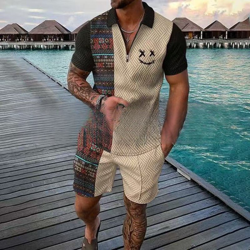 Zip-up Polo Shirt And Shorts Set - RALO COLLECTION STUDIO