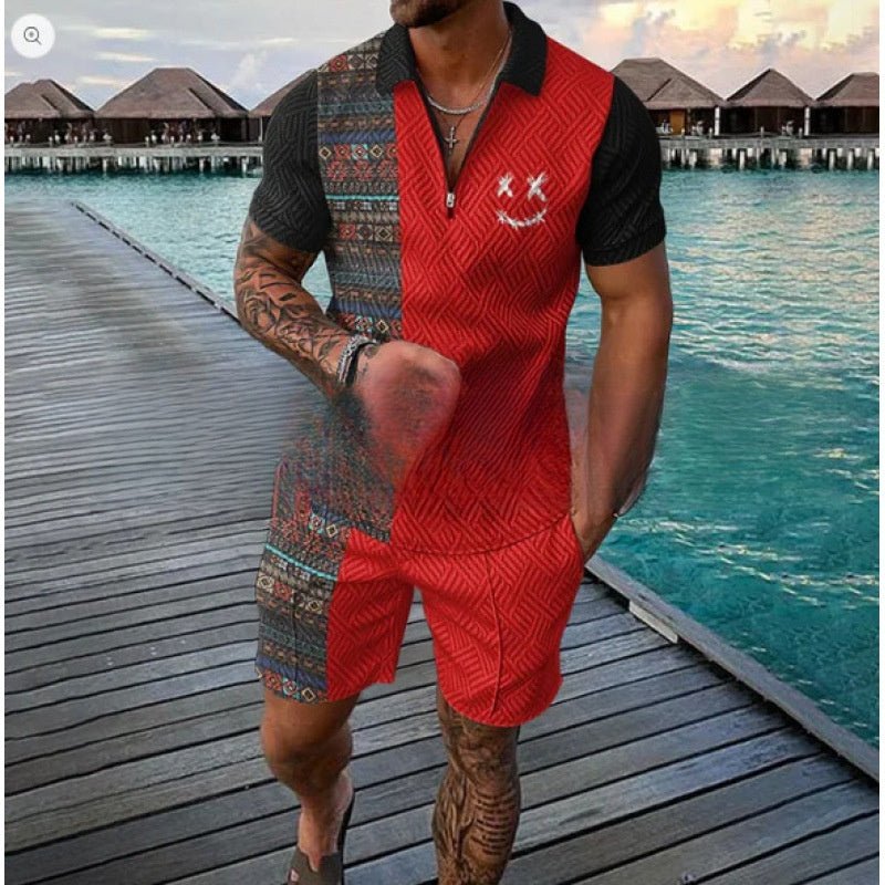 Zip-up Polo Shirt And Shorts Set - RALO COLLECTION STUDIO