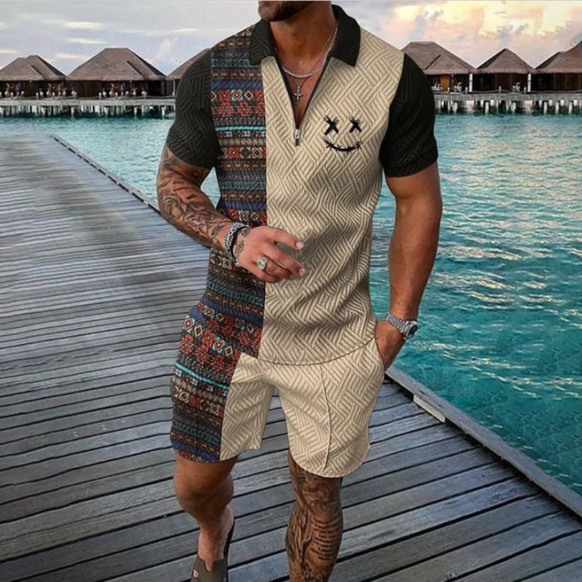 Zip-up Polo Shirt And Shorts Set - RALO COLLECTION STUDIO